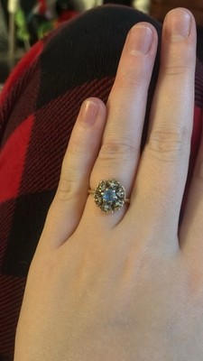 14k Victorian Gold Ring Topaz, Size 8 Real Yellow Gold 4.8grams 100years old