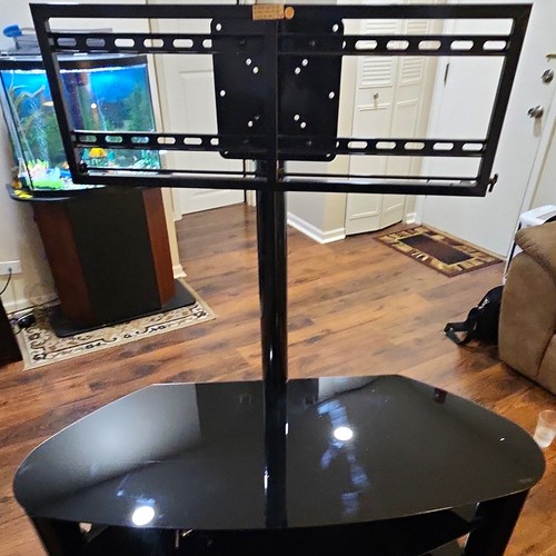 Black Swivel TV Stand Base with Mount Bracket, Fits Up to 60 in Screens