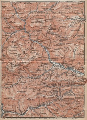LOWER AUSTRIA. Schwarza (Leitha) river. Semmering Schneeberg Raxalpe 1929 map