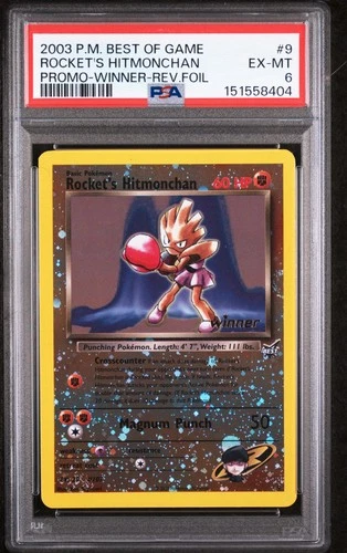 2003 Pokemon Best Of Game 9 Rocket's Hitmonchan Winner Reverse Foil PSA 6 8404