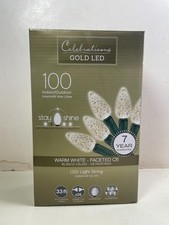 Gold LED 100 Warm White C6 LED String Lights Christmas Wedding NEW 33ft. Holiday