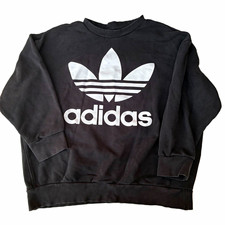 Vintage Adidas Men's Black Trefoil Logo Crewneck Sweatshirt size L