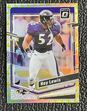 🔥1/1! RAY LEWIS 2023 DONRUSS OPTIC FLEX REFRACTOR RAVENS JERSEY #'d 52/149!🔥