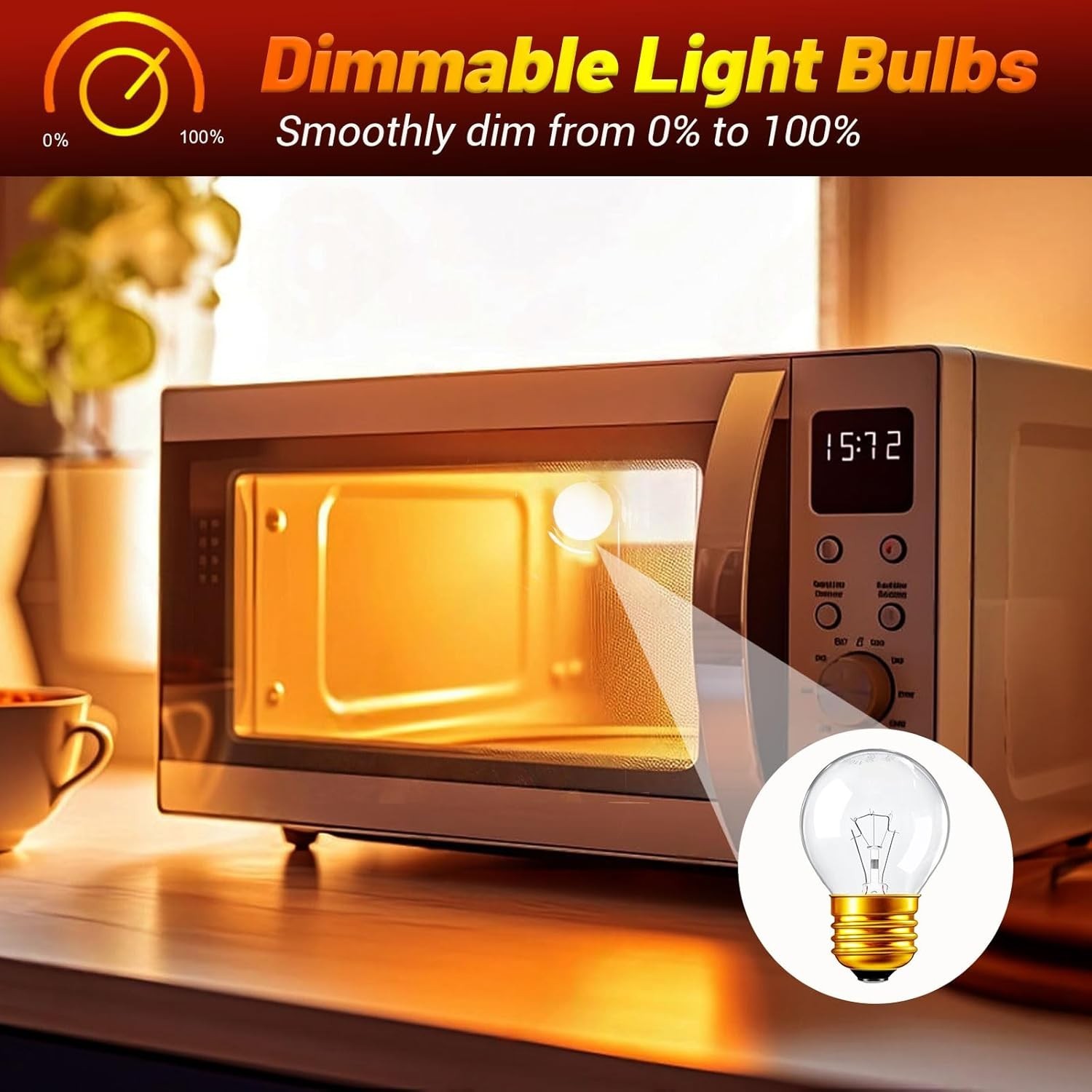 40 Watt Oven Light Bulb G45 E26 120V 500 Fahrenheit Heat Resistant Appliance Bul