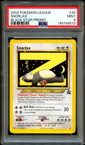 PSA 9 MINT Snorlax Z # 49 WOTC Black Star Promo Pokemon Card 510