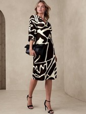 Banana Republic Factory Bloussant-Sleeve Midi Dress Satin Feel Size 4