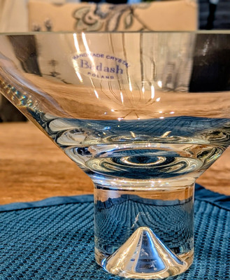 Badash Crystal Monaco Hand Blown Decorative Bowl Clear Art Glass Poland