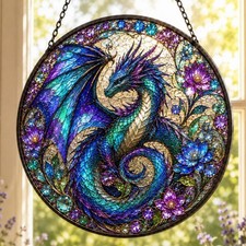 Dragon Stained Glass Suncatcher,Dragon Window...