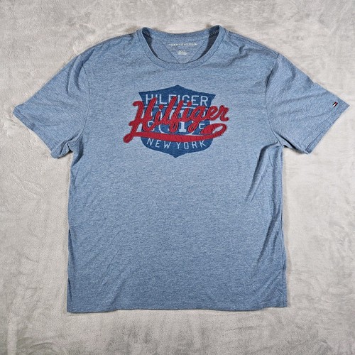 Tommy Hilfiger New York T-shirt Shirt Embroidered Script Logo Blue XL Mens