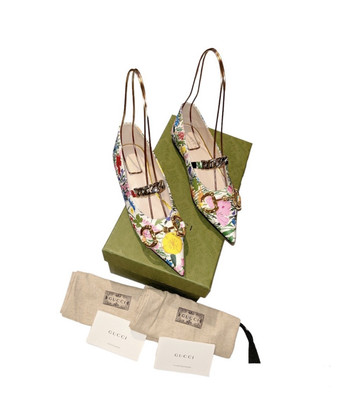 GUCCI Ken Scott Horsebit Deva Mary Jane Ballet Flats Floral Size EU 35 US 5