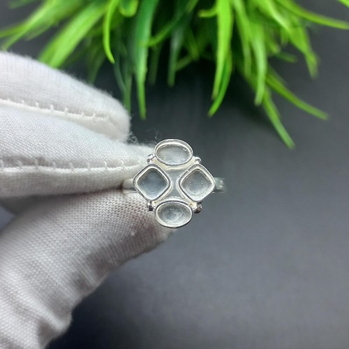 Handmade 925 Silver Oval Collet Ring Blank Setting 6x4mm Oval 5mm Cushion DIY