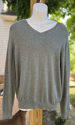 Marc Anthony Men's Sz L Cotton & Cashmere Blend L/S V-Neck Gray Sweater K-314