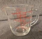 Vintage Pyrex Measuring Cup 508  1 Cup 8oz Red Lettering Closed D Handle