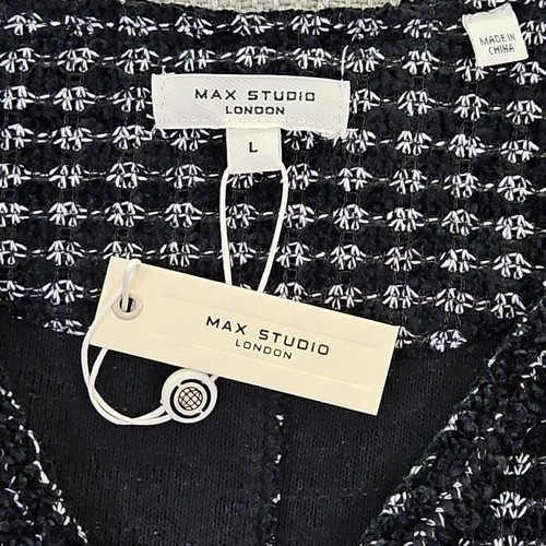 Max Studio London Tweed Blazer Women's Large Black Quiet Luxury Old Money NWT - Picture 13 of 16