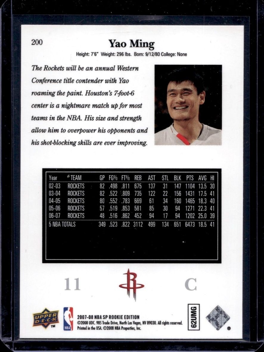 2007-08 SP Rookie Edition #200 Yao Ming | eBay
