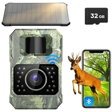 Solar Trail Camera 48MP 30FPS, WiFi Bluetooth Game Camera with Motion Activat...