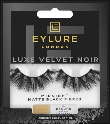 EYLURE LUXE VELVET NOIR MIDNIGHT MATT BLACK FALSCHE WIMPERN MIT KLEBER
