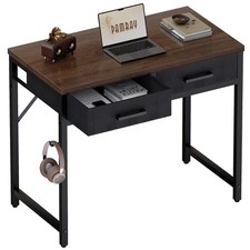 32 Inch Small Computer Desk with 2 Drawers for Bedroom Study Writing Home Off...