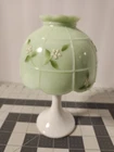 Vintage Westmorland Crystal Satin White Fairy Lamp Pedestal Painted Holly