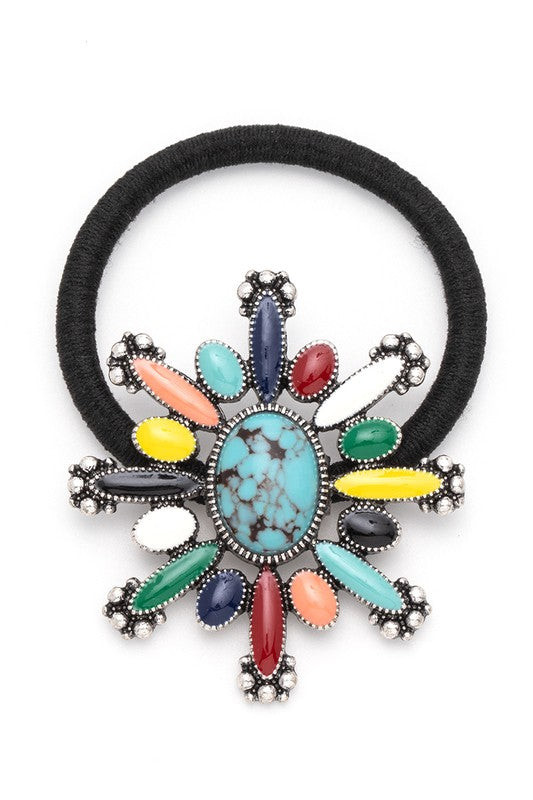 Stone Flower Western Hair Tie