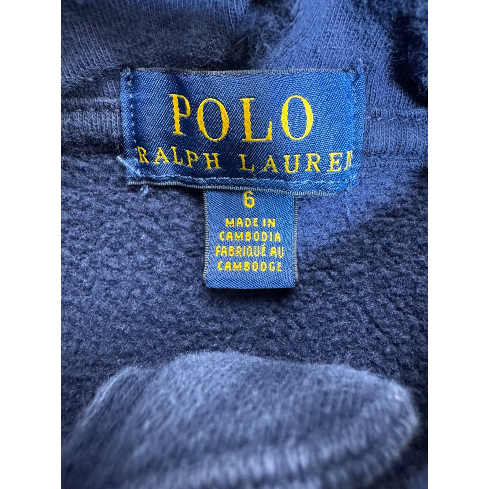 Polo Ralph Lauren felpa con cappuccio zip intera classica pony blu navy taglia 6