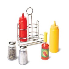 Melissa  Doug 6-Piece Condiments, Play Food Set 8.0 x 7.5 x 5.0, Red/Yellow