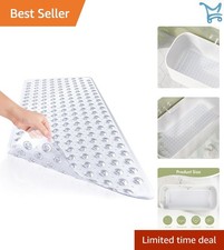 Non Slip Shower Mat PVC 40x16 Inches Suction Cups Drain Holes Safe Bath