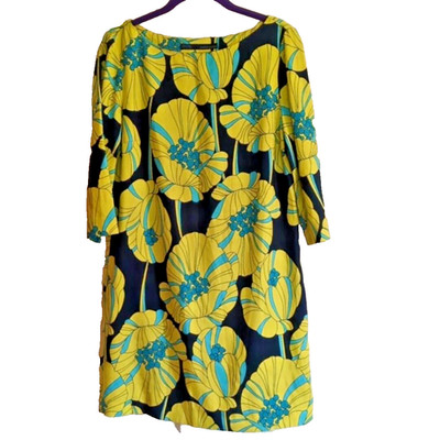 Zara Basic Shift Dress Sz Sm Tropical Retro 70's Groovy Floral Green Hippie 60's