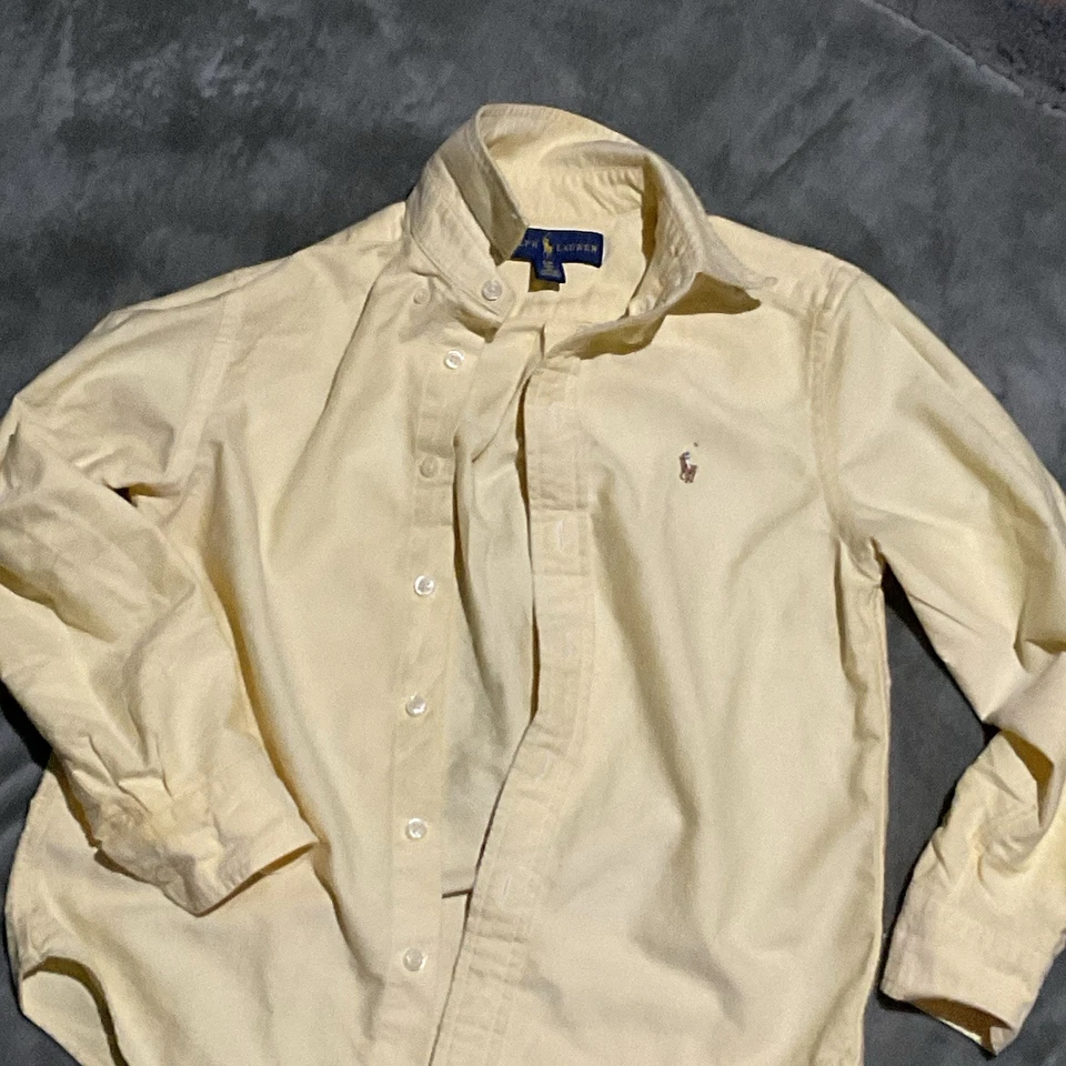 Ralph Lauren Camisa Vestido Niñas 4T Beige Manga Larga Con Botones Cinturón Polo Poni Foto 4 de 4