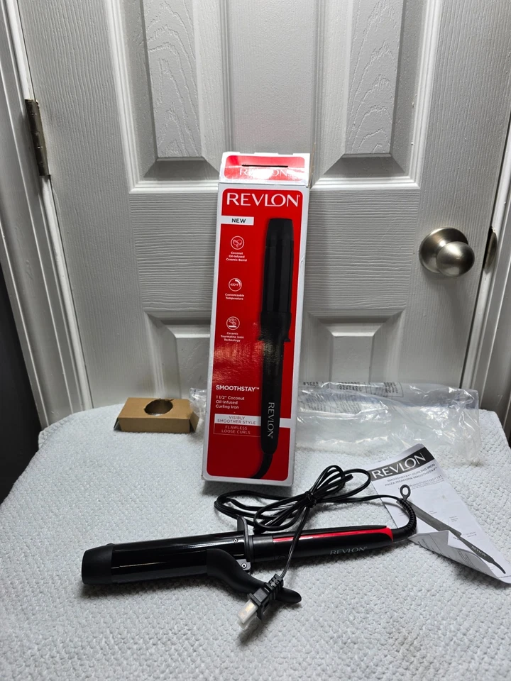 Revlon SmoothStay 1-1/2" Coconut Oil Infused Curling Iron Smoother Style Loose B - Image 2 of 4