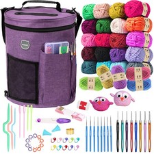 79pc Crochet Kit, Large Knitting Bag Yarn Storage Organizer, Crocheting Start...