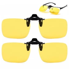 2 Pack Clip On Night Driving Glasses - Polarized Anti Glare Flip Up Sunglasse...