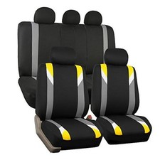 Premium Modernistic Flat Cloth Car Seat Covers Universal Full Set Yellow