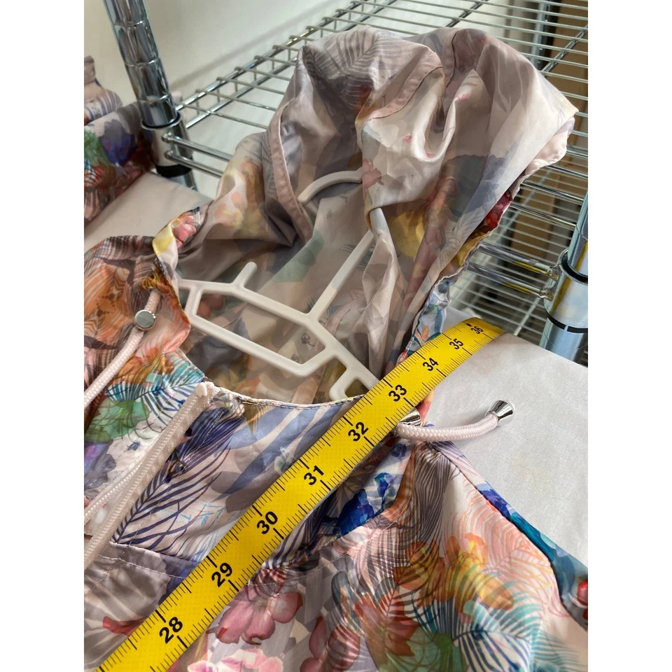 Chaqueta Anorak con Capucha Estampado Floral Tropical Susan Graver Ligera Talla 3X Boho Foto 3 de 4