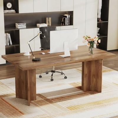 Eleganter 63 Zoll Walnussholz Chef Schreibtisch - vielseitiger Home Office Arbeitsplatz