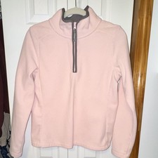 Women's Pink Fleece 1/4 Zip Mock Neck Long Sleeve Sweatshirt