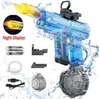 Electric Water Gun Pistol Muzzle Flash Long Range Squirt Gun Toy for Kids - Blue
