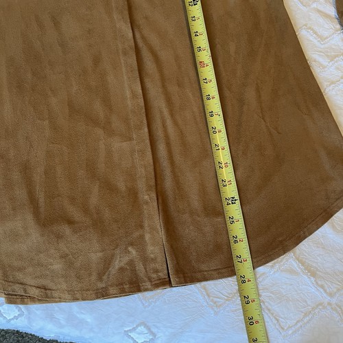 Chicos Women's 2 (L) Faux Suede Shirt Blouse Caramel Brown Western Minimalist - Picture 5 of 10