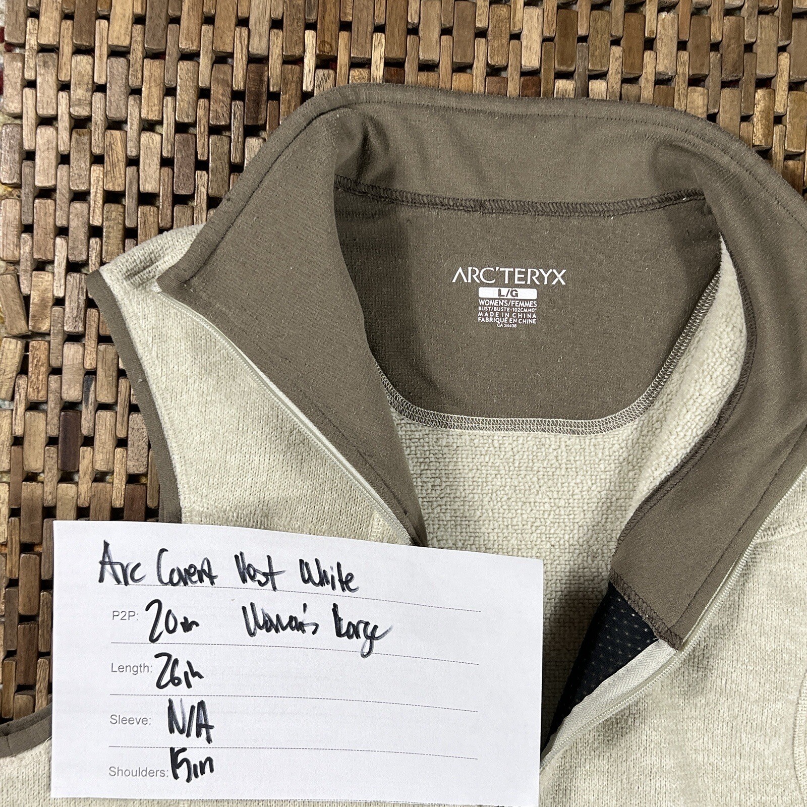 Gilet Arc'teryx Arcteryx Coperto Cerniera Intera Bianco Donna Taglia Large L