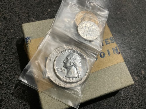1955 US Mint Silver Proof Set In Original Box Tissue 90% Silver Uncirculated - 第 3/5 張圖片