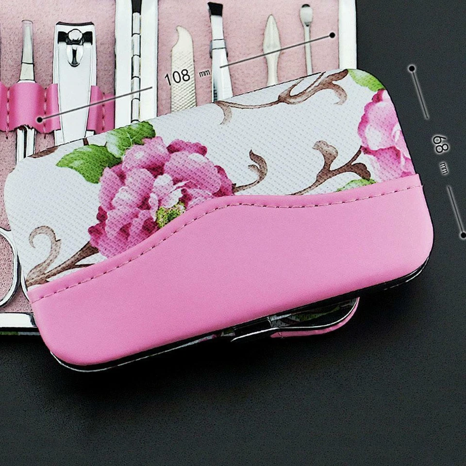 Nuevo 7 piezas Lindo Flor Cortaúñas Set Acero Inoxidable Manicura Set Kit Estuche Regalo Foto 2 de 3