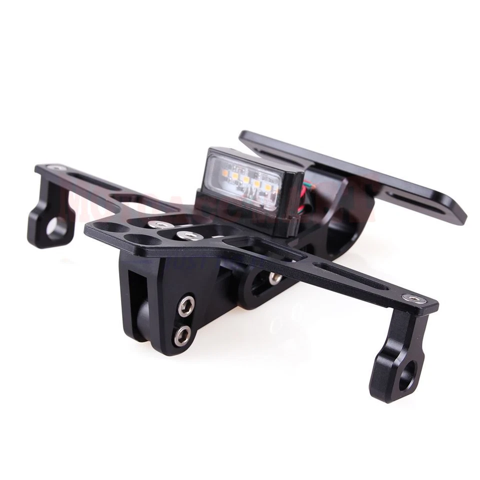 Black Motorcycle License Plate Holder LED Tail Light Fender Eliminator Universal - Image 3 of 4