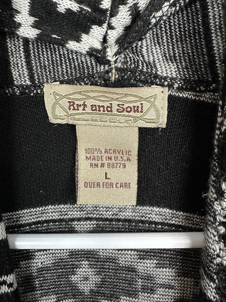 Chaleco Art and Soul Mujer Grande Cárdigan Suéter Sin Mangas Azteca Negro Blanco DS Foto 3 de 4