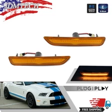 Amber Yellow Lens Front LED Side Marker Signal Lights For 2010-2014 Ford Mustang