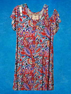 Cupio Shoulder Bearing Knee Length Dress Size Large Multicolor