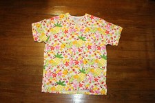 Peaches Scrub Top Uniform Medical Short Sleeve Size Small Flowers and Fruit SS