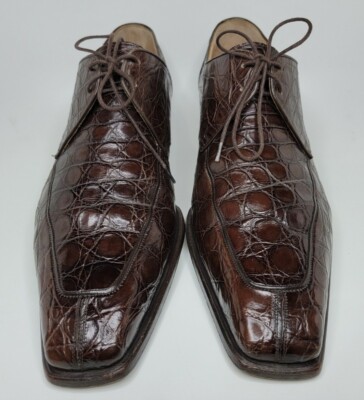 Battaglia Mens Crocodile Brown Shoes 9 Made In Italy  display picture 2