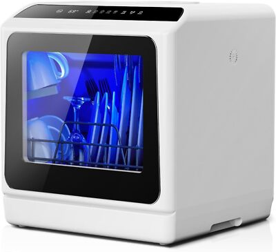 Countertop Dishwasher with 5L Built-in Water Tank& Inlet Hose with 6 Programs