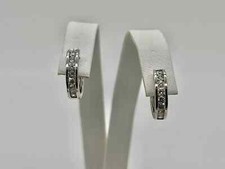 2Ct Round Real Moissanite Solitaire Huggie Hoop Earrings 14K White Gold Plated