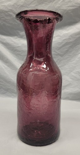 Blenko crackle glass Purple Bottle 11 Inch # 4169 - Picture 8 of 22